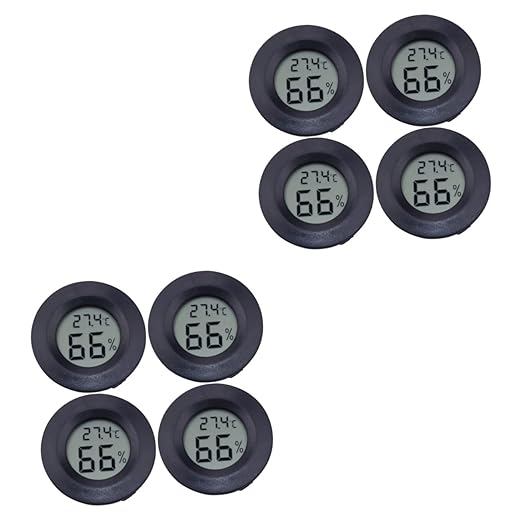 Mikikit 8pcs Digital Hygrometer Thermometer for Reptile Pets Portable Temperature Humidity for Home Celsius Display