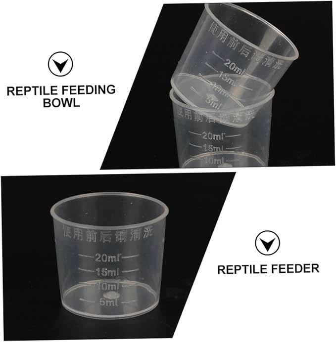 HANABASS 30pcs Reptile Feeding Bowl Set for Gecko Lizard and Turtle Accurate Measuring Cups for Pet Care