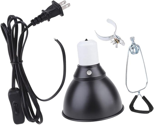 Mikikit Reptile Heat Lamp Cover with Clamp Durable Dome Light Fixture for Pet Safety US Plug for Turtles and Reptiles
