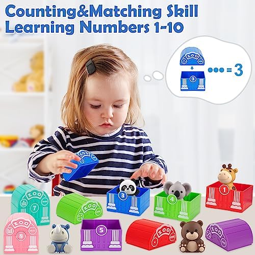 Learning Toys for Toddlers 1 2 3 Year Old Toddlers, 20Pcs Safari Animal Toys, Finger Puppets, Montessori Counting, Matching & Sorting, Christmas Birthday Gifts for Baby Boys Girls Age 12-18 Months - Image 6