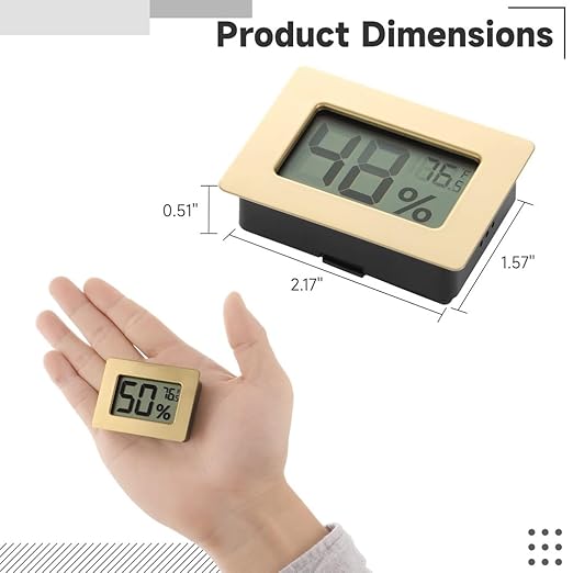 Mini 2-in-1 Hygrometer and Thermometer, ±2% Rh Accurate Humidity Gauge for Humidors, Greenhouses, Incubators, Portable Temperature Monitor
