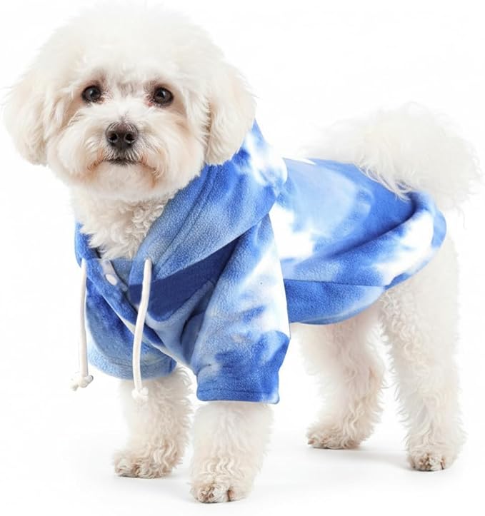 Mklhgty Tie Dye Dog Hoodie, Winter Coat for Small Dogs - Ultra-Soft Adjustable Warm Hood, Breathable Comfort Fabric for Daily Use