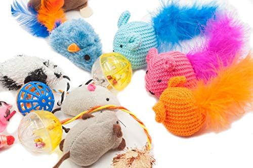Fashion's Talk Mouse Cat Toys Mixed Bag 27 Assorted Mice Toy for Cats Kitten Catnip,Feather,Furry,Rattle,Plush,Interactive Kitty Toys - Image 3