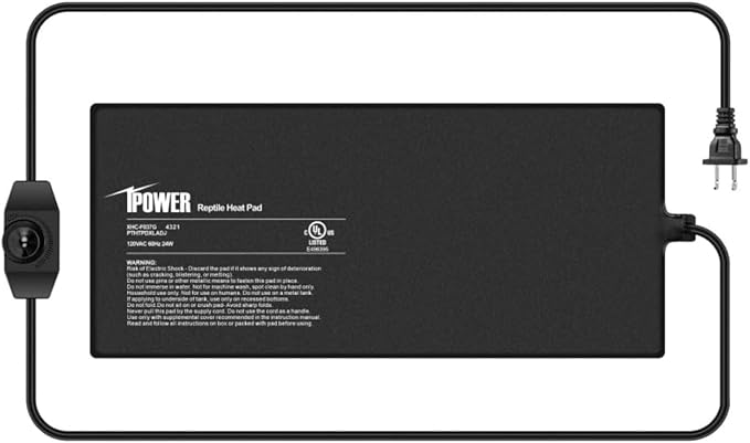 iPower 8x18 Inch Reptile Heating Pad with Adjustable Controller Knob, Under Tank Heater Mat for Turtles, Lizards, Snakes, Amphibians & Small Pets
