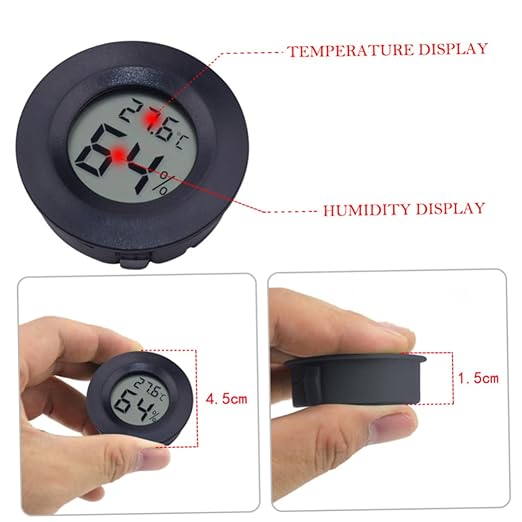 4pc Digital Hygrometer Thermometer Compact Acrylic Temperature Humidity Gauge for Reptile Pets Lightweight Embedded Design for Home and Pet Store Use Black