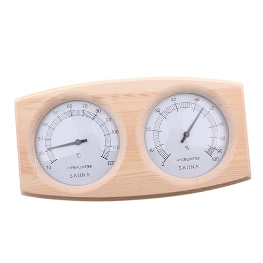DECHOUS Wooden Hygrothermograph for Sauna Durable Temperature Humidity with Dial Easy to Read Pointer Celsius Scale for Indoor Use and Terrariums