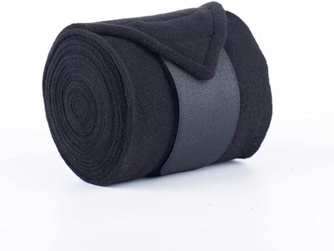 Horse Polo Wraps 2.5m Soft Fleece Polo Wraps Equestrian Leg Bandage Wrap Set of 4 Packs (Black - 2.5m)