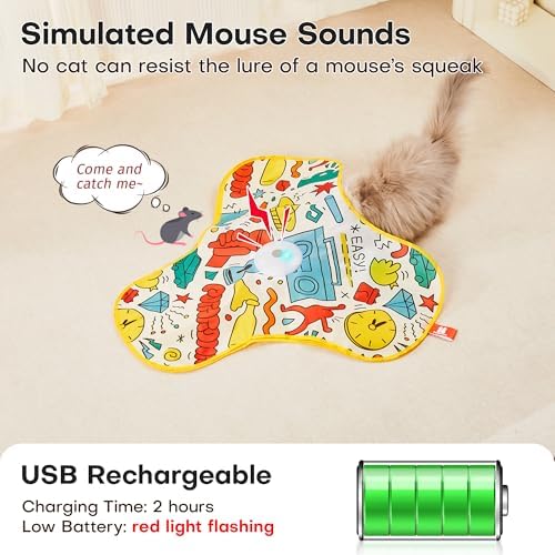 Potaroma Interactive Cat Feather Toys, Hide and Seek Moving Feather Wand - Image 5