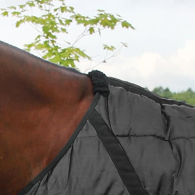 Country Pride Sentinel Channel Quilt Stable Blanket, Midweight Open Front, 420D Nylon Outer Shell, 250g Poly-Fill Insulation, Fleece Wither Protection, Adjustable Leg Straps, Bias Surcingle (70,Black)