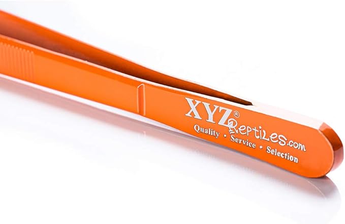 XYZReptiles Snake Feeding Tongs Stainless Steel Reptile Feeding Tongs With PVC Safety Tip (8 inch, Orange)