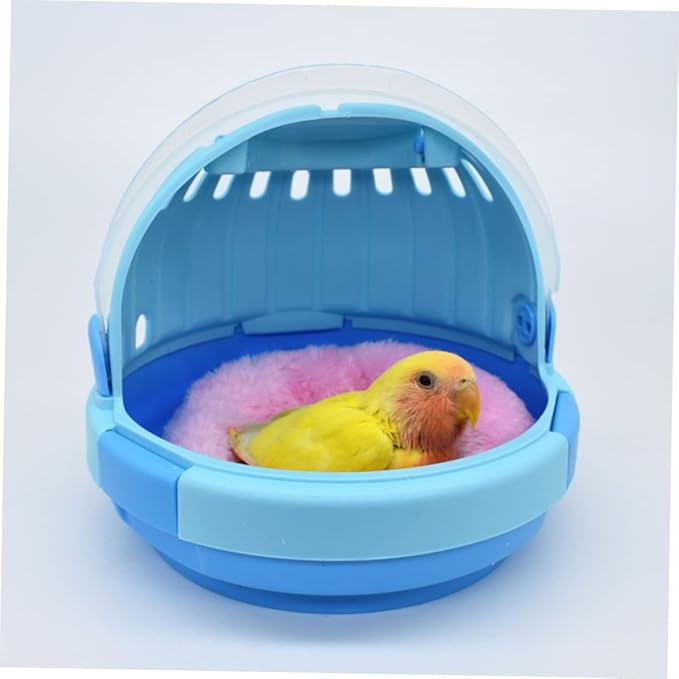 Portable Parrot Carrier Lightweight Travel Cage for Small Birds Handheld Design Blue Cozy Nest for Safety and Comfort During Outings