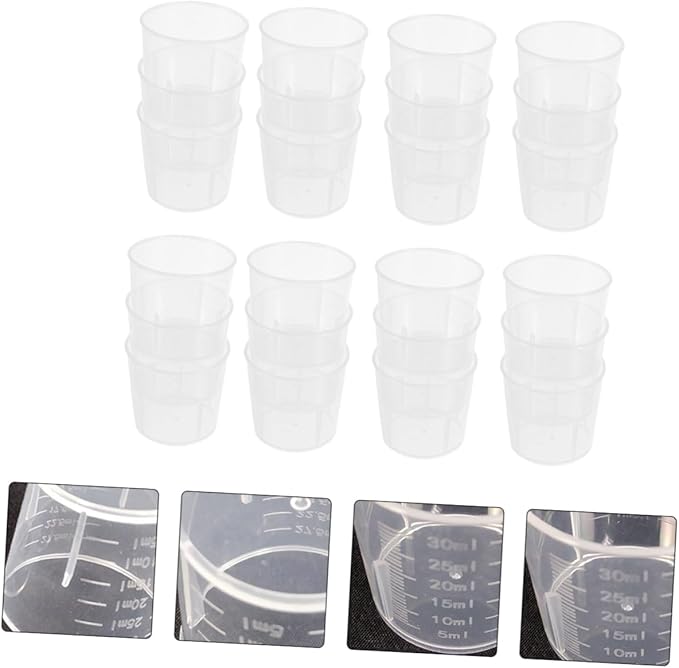 100Pcs Reptile Feeding Cups Measuring Containers for Food Water for Gecko Lizard Pets Easy to Read Scales for Accurate Measurement