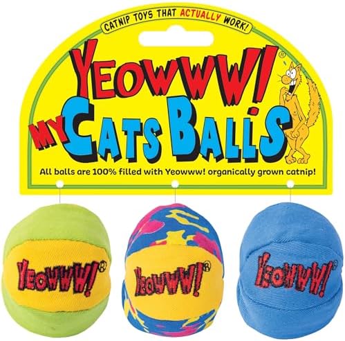 Yeowww! Catnip My Cats Balls Toys for Cats - 3-Pack - Durable Cotton Twill - Made in the USA - Stuffed with Organically Grown Catnip by YeowwwCatnip