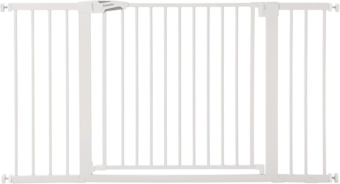 Babelio 36-57" Extra Wide Baby/Dog Gate, Auto Close with Large Walk Thru Door,Safety for Pet, House, Stairs and Doorways, Pressure Mounted for Chlid, White