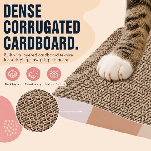 SIDAZON Cat Scratching Pads Cardboard Cat Scratchers for Indoor Cats Reversible Large Wide Corrugated with Catnip and Mini Toy(5pcs) - Image 6