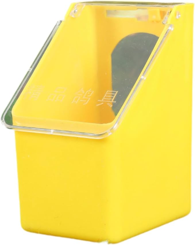 Pigeon Feeder, Food Storage Case, Single Hole Hanging Box, Dove Bird Feeding Case for Parrots Canaries Chickens Pigeons, Yellow