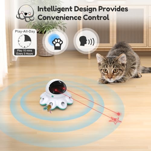 ORSDA Cat Laser Toy, 2-in-1 Interactive Automatic Motion Activated Moving 8 Holes Whack A Mole Feather, USB Rechargeable Electronic Smart Sensor Kitten Toys for Indoor Exercise - Image 5