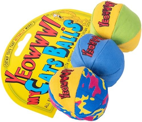 Yeowww! Catnip My Cats Balls Toys for Cats - 3-Pack - Durable Cotton Twill - Made in the USA - Stuffed with Organically Grown Catnip - Image 2