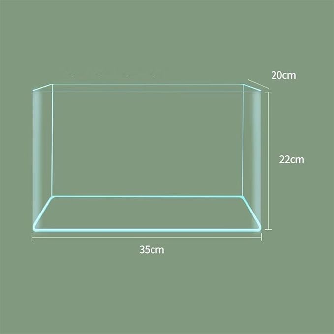 Fish Tank Glass Aquarium Curved Edge Living Room Small Aquarium Desktop Transparent Glass Fish Tank Turtle Breeding Box Aquarium(35x20x22cm)
