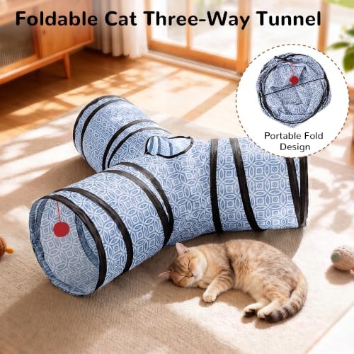 Tempcore 3 Way Collapsible Cat Tunnel for Indoor Cats, Pet Tunnel Bored Toys with Peek Hole & Ball for Puppy, Kitty, Kitten, Rabbit - Image 6