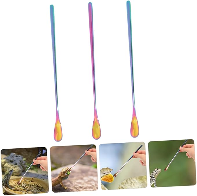 Kisangel 3pcs Small Lizard Food Spoon for Pet Feed Water Scoop Mixing Stirring Function Pet Supply