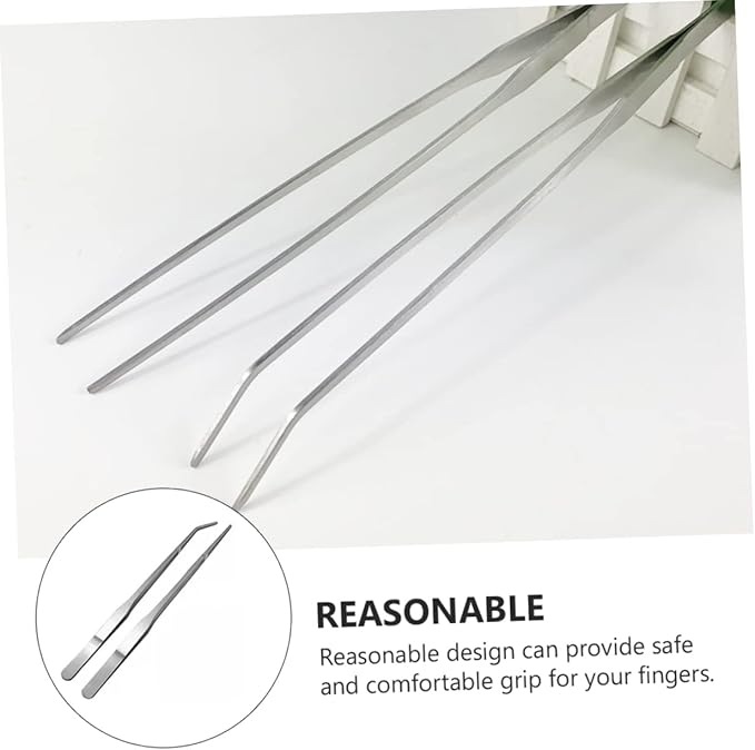 BESPORTBLE 2pcs Pet Feeding Tweezers Straight Curved Tips for Reptile Care for Safe Feeding of Lizards Snakes and More Terrarium Environments