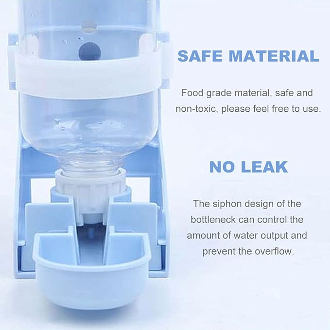 2Pcs 17oz Water Bottle for Small Animals, Rabbit Water Feeder Bowl Bunny Dispenser Hanging Automatic Guinea Pig Bottle for Cage