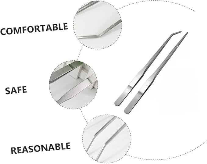 BESPORTBLE Stainless Pet Tweezer 2pcs Reptile Feeding Clip for Gecko Tank Accessories