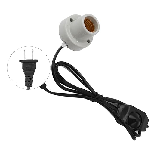 Reptile Ceramic Heat Lamp Holder E27 Socket – Adjustable Heat Light Fixture for Lizard, Tortoise, Snake & Amphibians – High Temperature, Universal | Lamp Base for Terrarium (US Plug 120V)