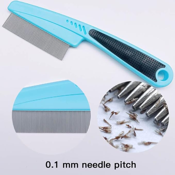 Flea Comb with Rubber Handle, Flea and Tick Combs for Dogs & Cats, Dog Comb for Grooming