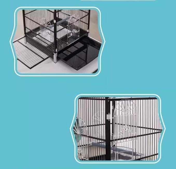 Bird Cage Decorative Bird Cage Hanging Metal Plastic Birdcages House Carrier for Birds Home Decor(Black)