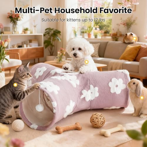 Tempcore Cat Tunnel, 3-Way Collapsible Toy for Indoor Cats, Burlwood - Image 3