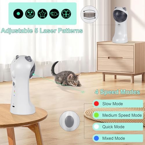 TBTeek Automatic Cat Toy Green Light, 5 Fun Patterns, 4 Speed Modes - Image 3