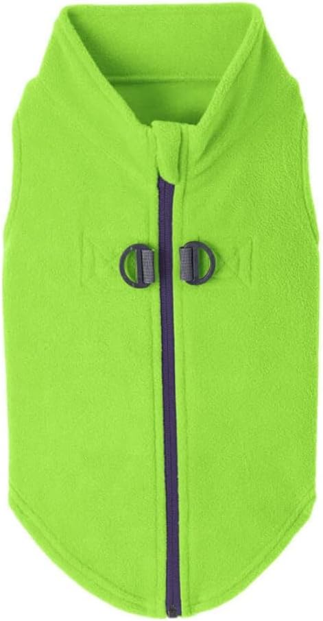 Gooby Zip Up Fleece Dog Sweater - Lime, X-Large - Warm Pullover Fleece Step-in Dog Jacket with Dual D Ring Leash for Small to Medium Dogs