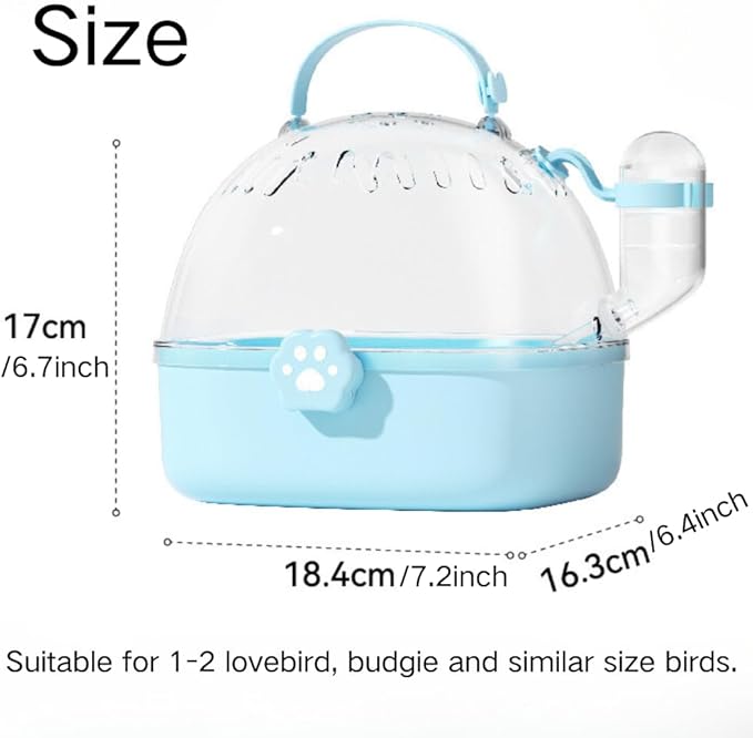 Bird Carrier Cage with Water Bottle, Portable Parrot Travel Carrier Carry Case 7.2" L*6.4 W *6.7” H for Small Pets, Lovebird, Budgie, Parakeet, Gerbils, Mice, Dwarf Hamster, Small Animal (Purple)