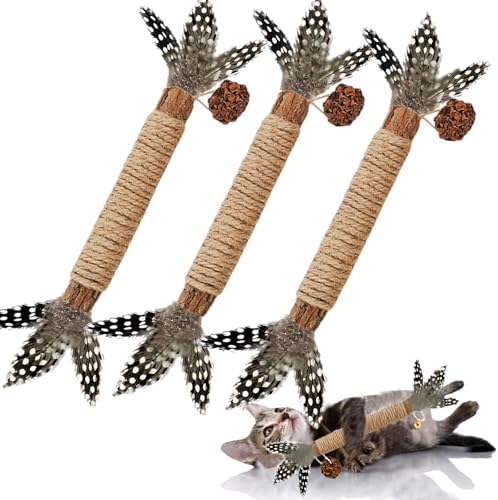 Cat Chew Toys Silvervine Sticks Dental Treat Feather 3Pack Indoor by GREMBEB
