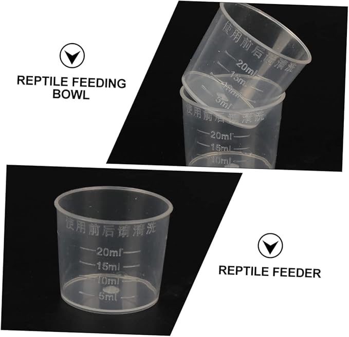 Abaodam 30Pcs Reusable Measuring Cups for Reptiles Feeding Dish for Lizard Gecko Snake Safe Food Water Containers for Pets for Daily Feeding Control