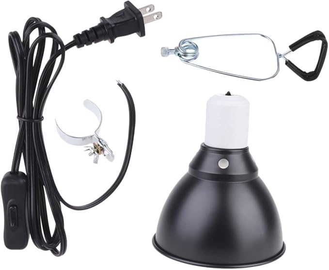 COLLBATH 110V Reptile Lamp Cover Fixture with Strong Clamp Lampshade for Turtle Lizard Gecko Angle Scald Explosion Compatible with Heating