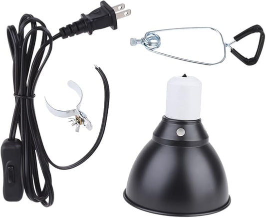 COLLBATH 110V Reptile Lamp Cover Fixture with Strong Clamp Lampshade for Turtle Lizard Gecko Angle Scald Explosion Compatible with Heating