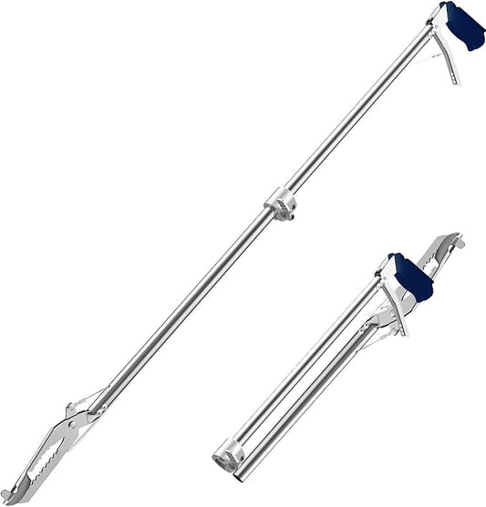 60“ Professional Collapsible Snake Grabber Tool, Stainless Steel Snake Catcher Pole with Heavy-Duty Grabber Heads, Tongs, and Hook Mechanisms for Safe Reptile Control in Gardens or Farms