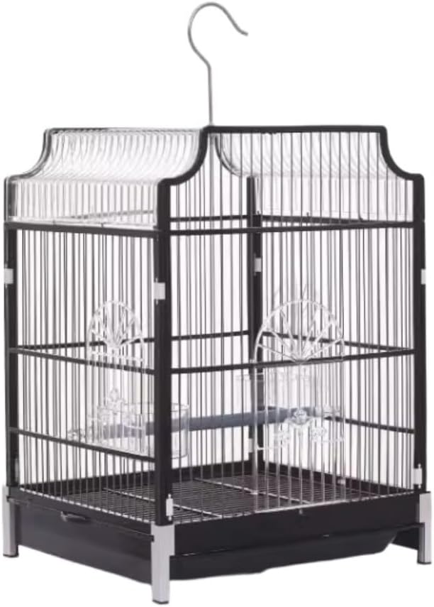 Bird Cage Decorative Bird Cage Hanging Metal Plastic Birdcages House Carrier for Birds Home Decor(Black)