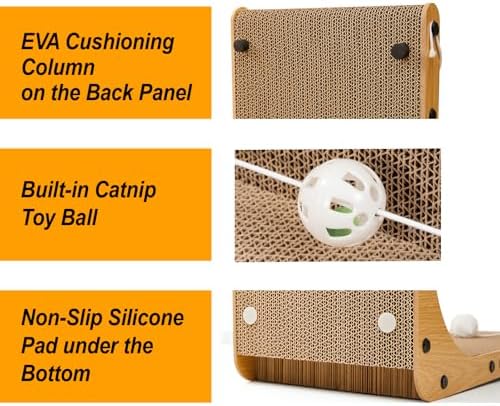 Value 2-Pack 26.8 Inch Cat Scratching Post, Premium High Density Cardboard Cat Scratcher for Multi-Cat Homes, Reinforced Durable Scratching Pad with Catnip Toy Ball for Indoor Cats - Image 5