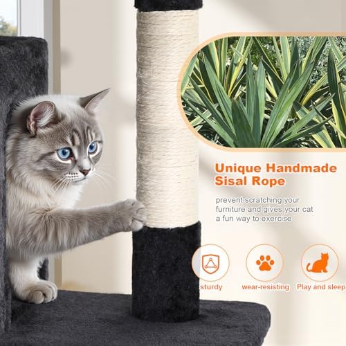 FDW | 54" Cat Tree Tower | Grey | Multi-Level Indoor Activity Center - Image 3