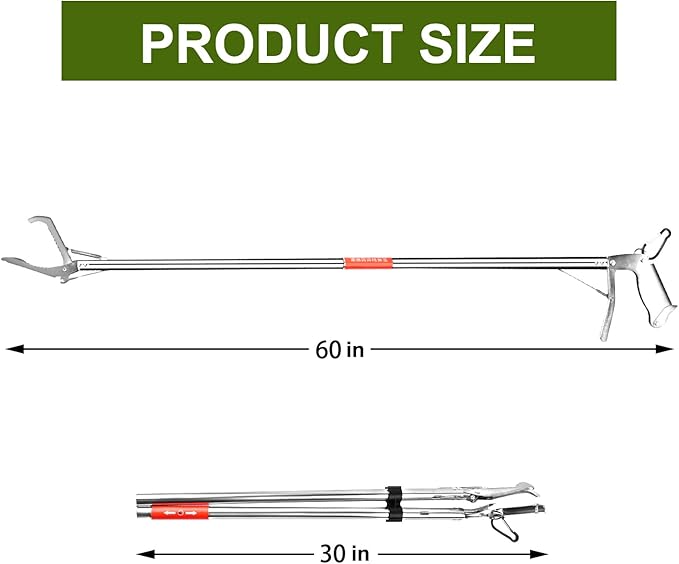 Snake Grabber Professional All Aluminum Alloy Rattle Snake Catcher Tool Wide Jaw Handling Window Opener Pole Tool with Lock Snake Tongs 2pcs 60 Inch