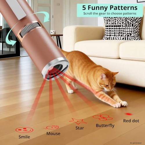 TBTeek Cat Toy, with Metal Case, 2 Pieces, 7 Adjustable Pattern(Rose Gold) - Image 4