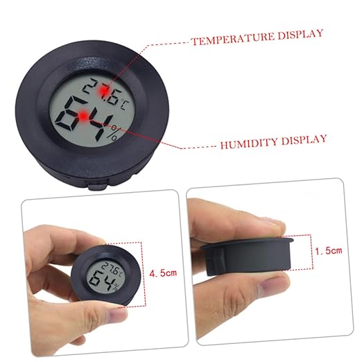 POPETPOP Reptile Tank Accessories 7pcs Digital Mini Thermohygrometer Humidity Meter for Plants Reptiles