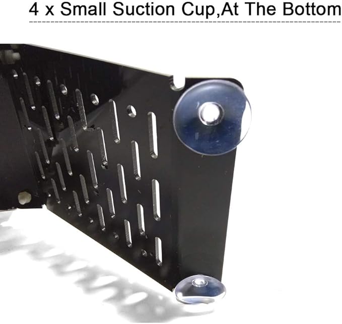 Aquarium Bidirectional Two-Way Bridge Tortoise Turtle Basking Floating Platform with Big Suction Cup Stable Amphibian Reptile Terrace,Be Suspended at Any Water Level (Black-Assembly)