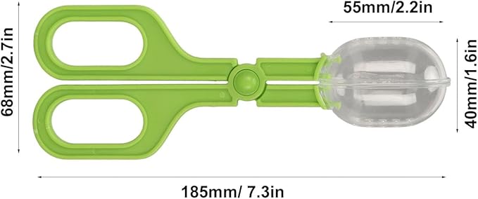 Reptile Feeding Clamp, Feeding Tool, Reptile Poop Scoop，Amphibian Terrarium Feeding and Cleaning Tool, Multipurpose Reptile Feeding Claw Collector, with Vents for Lizard Spider Tortoise(Green)