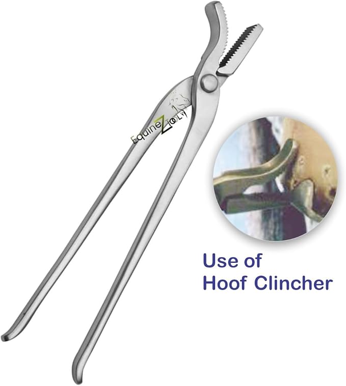 12" Horse Shoe Care Farrier Tool - Heavy Duty Vanadium Steel Hoof Nail Clincher Pliers for Precise Nail Removal, Hoof Trimming, Farrier Work, and Equine Hoof Maintenance