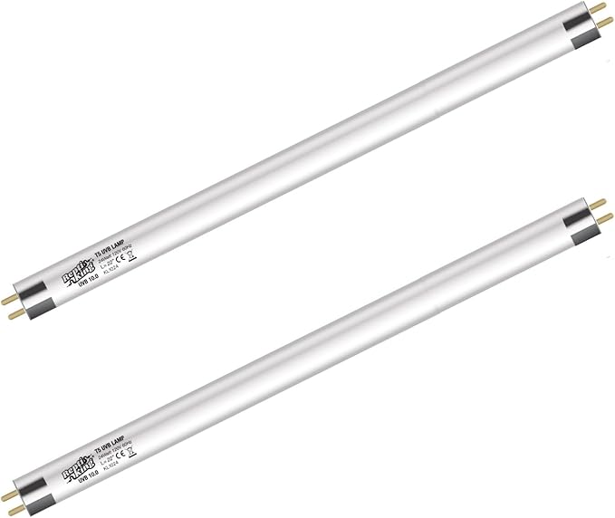T5 UVB Reptile Light Bulb – 2-Pack 24W High-Output 10.0 UVB Bulbs for Bearded Dragons, Turtles & Lizards – Liner UVA/UVB Lighting for Basking & Vitamin D3 Synthesis
